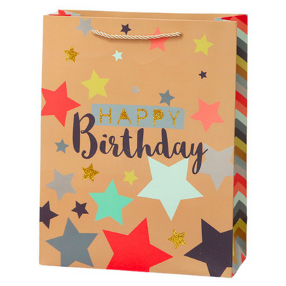 Saco de Presente Happy Birthday 23x18x10cm  (1 unidade, sortido)