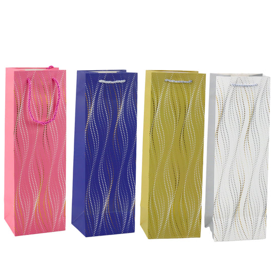 Saco de Presente para Garrafa Ondas Brilhantes 35x12x9cm (1 unidade, sortido)