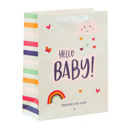 Saco de Presente para Bebé Hello Baby 36x12x10cm (1 unidade, sortido)