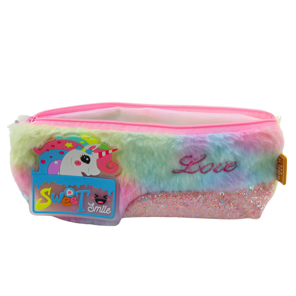 Estojo de Peluche Unicórnio Multicolor Brilhante