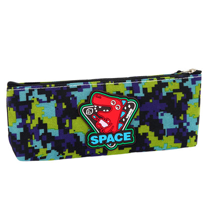 Estojo Escolar Dinossauro Pixels Azul Verde 20x8cm (1 unidade)