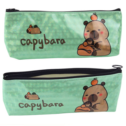 Estojo Escolar Capivara Verde Metalizado
