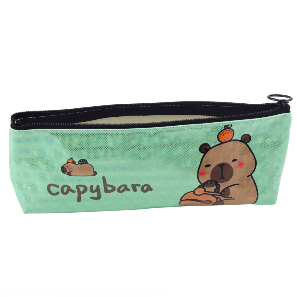 Estojo Escolar Capivara Verde Metalizado