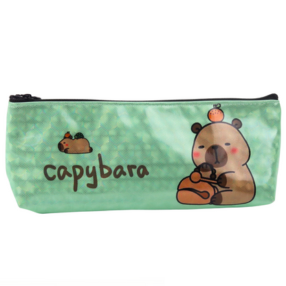 Estojo Escolar Capivara Verde Metalizado