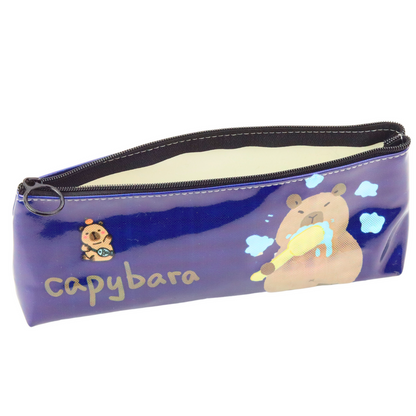 Estojo Escolar Capivara a Lavar os Dentes Azul Marinho 20x8,5x4cm (1 unidade)