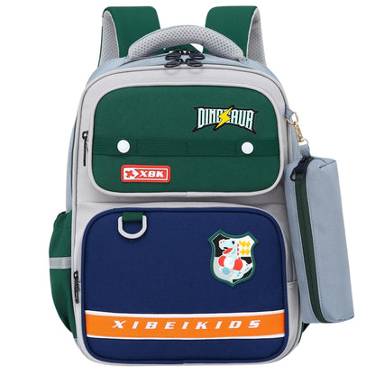 Mochila Escolar Dinossauro com Estojo Cinzenta 16L