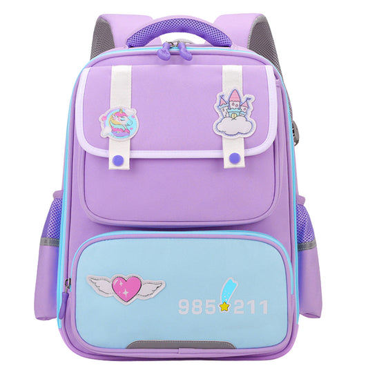 Mochila Escolar com Patches Roxa 16L