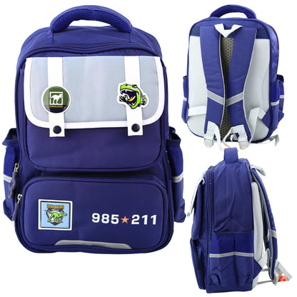 Mochila Escolar Dinossauros Azul Marinho 39x27x15cm