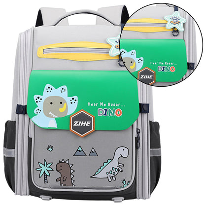 Mochila Escolar Dinossauros Cinzento Verde 21L 39cm