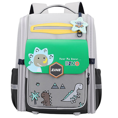 Mochila Escolar Dinossauros Cinzento Verde 21L 39cm