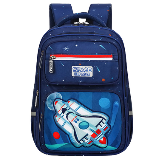 Mochila Escolar Infantil Foguetão Azul Marinho 20L 41cm