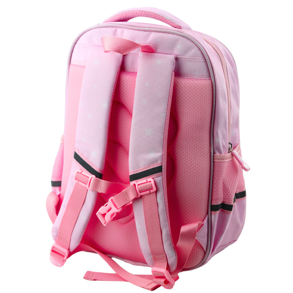 Mochila Escolar Unicórnio Rosa e Lilás 20L com Bolsos Frontais