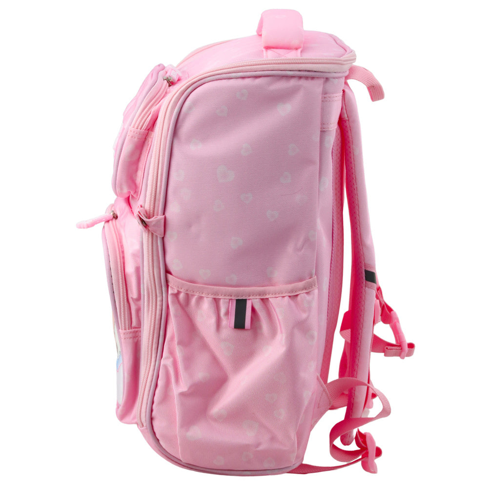Mochila Escolar Arco-Íris Rosa 20L com Bolsos Frontais