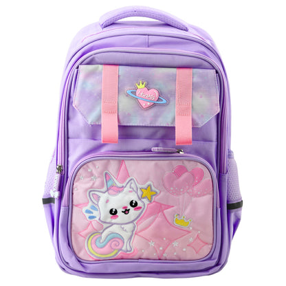 Mochila Escolar Gato Branco Roxa 20L