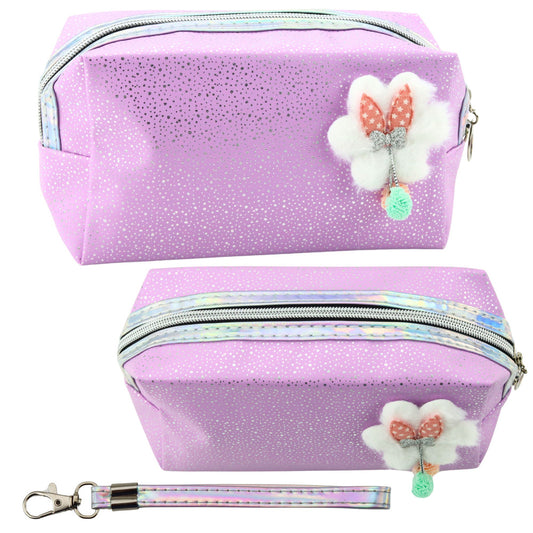 Necessaire Laço Roxo com Brilho