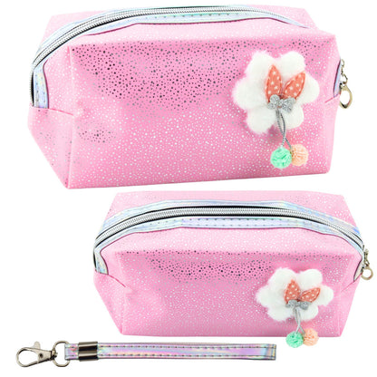 Necessaire Laço Rosa com Brilho