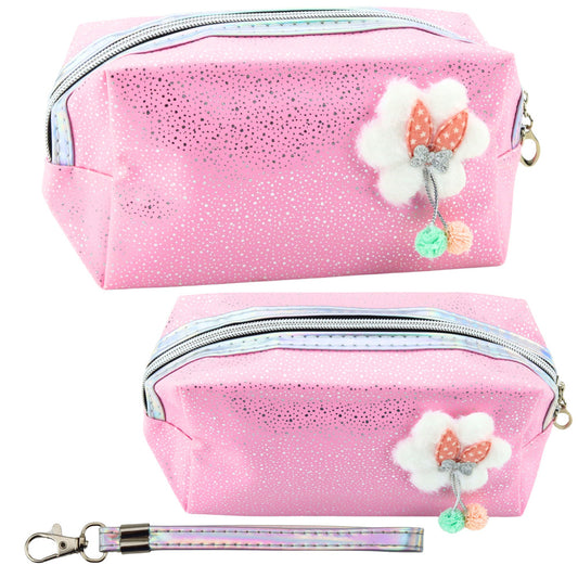 Necessaire Laço Rosa com Brilho