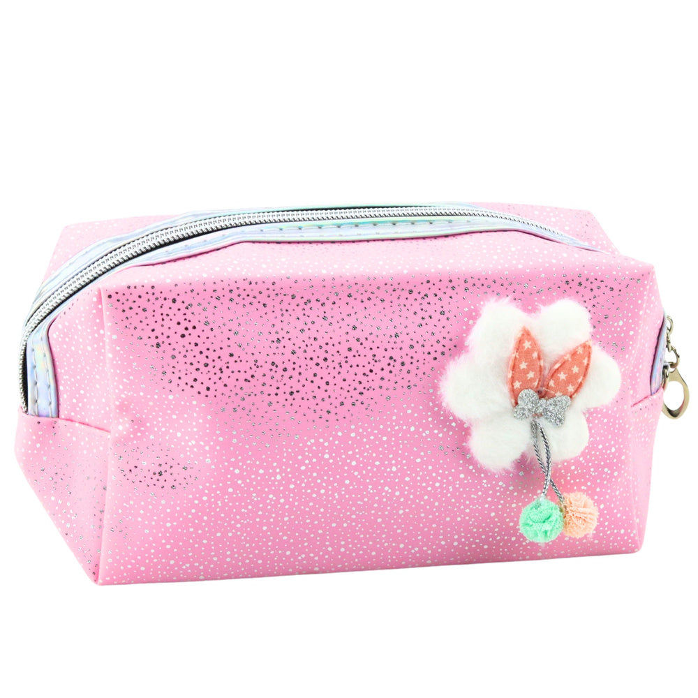 Necessaire Laço Rosa com Brilho