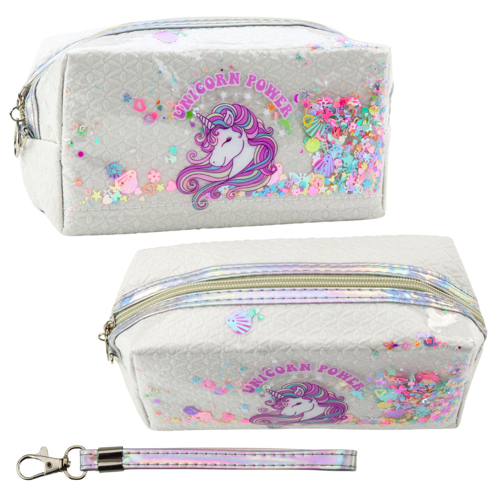 Estojo Escolar com Faixa Unicórnio Confetti Branco 20cm