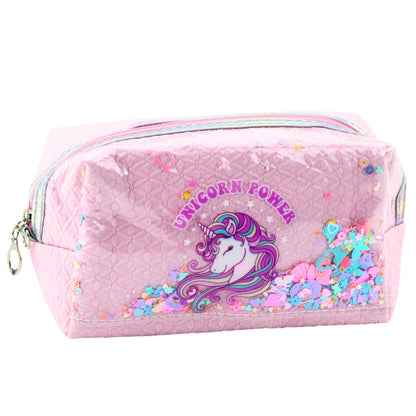 Estojo Escolar com Faixa Unicórnio Confetti Rosa 20cm