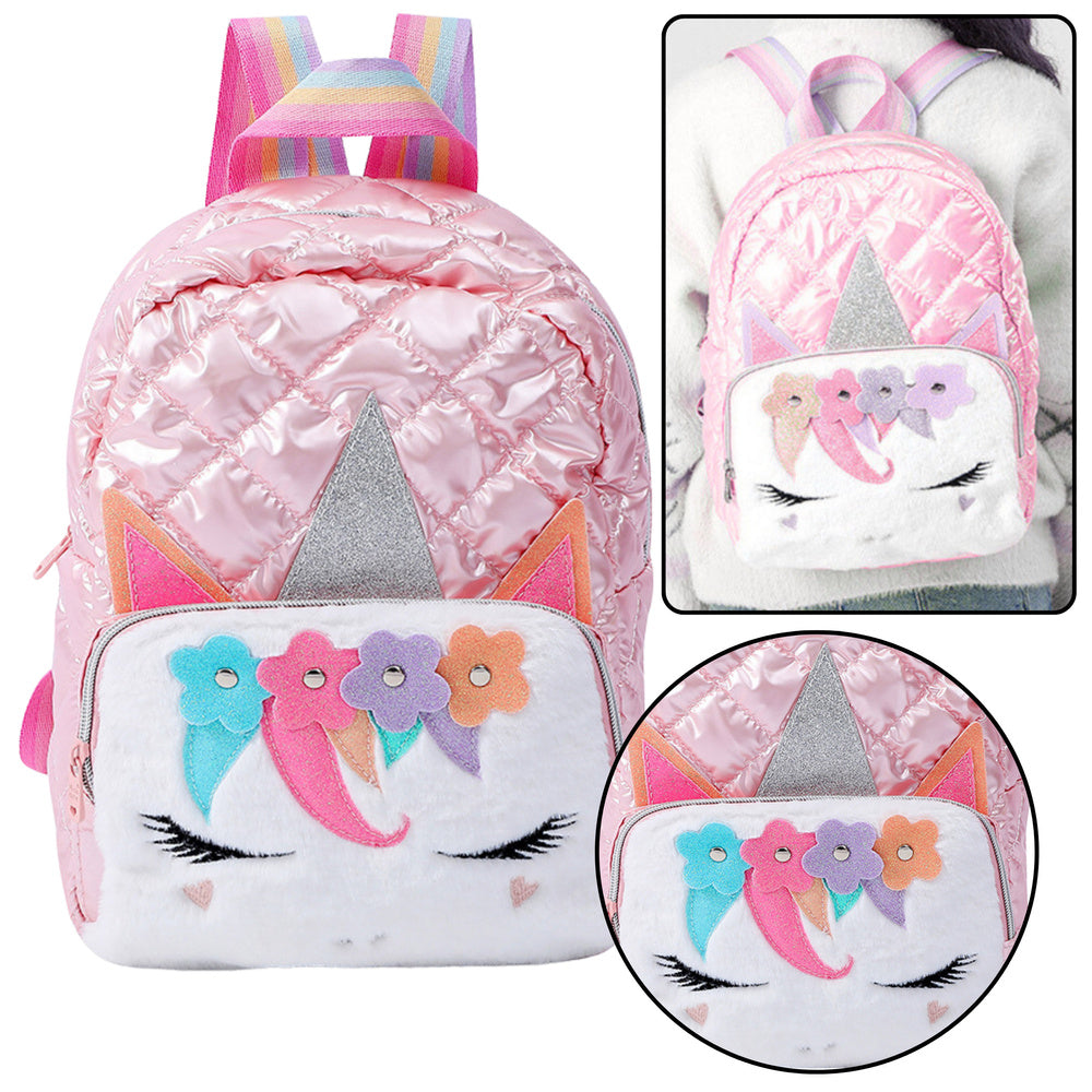 Mochila Acolchoada Unicórnio Amarela 32cm