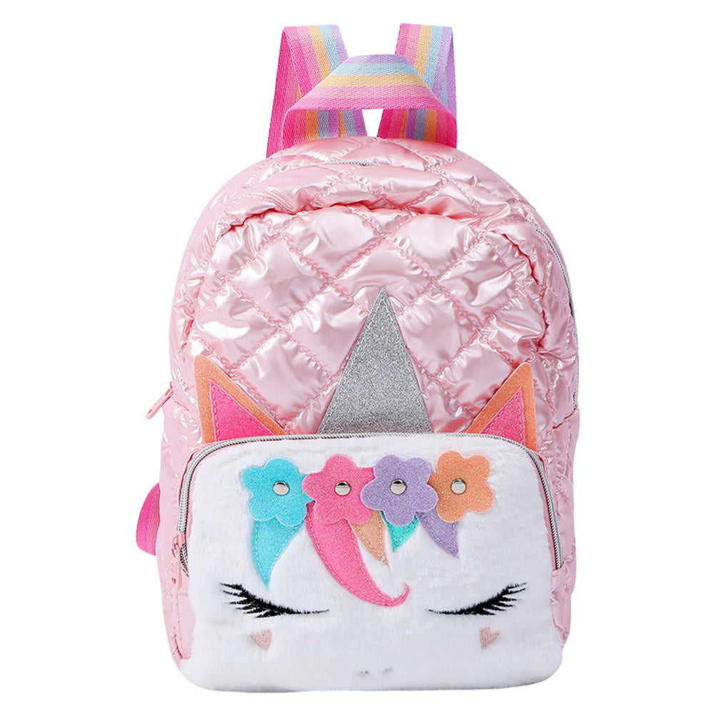 Mochila Acolchoada Unicórnio Amarela 32cm