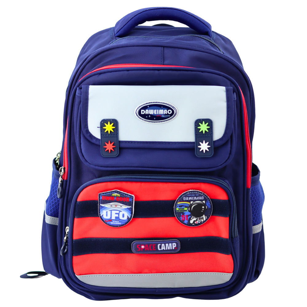 Mochila Escolar Infantil Espaço Azul Marinho Vermelho 20L 38cm