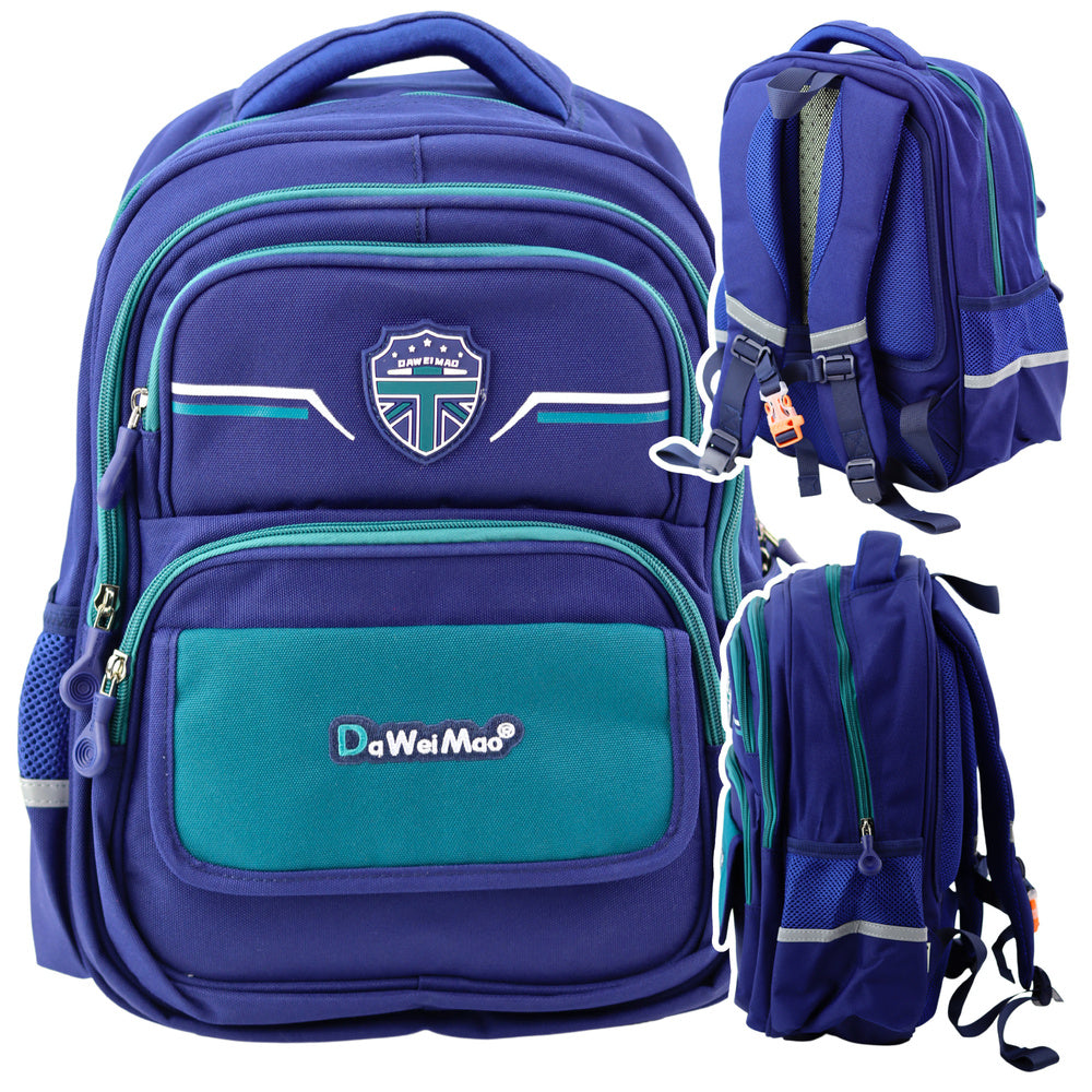 Mochila Escolar Infantil Azul Marinho Verde 20L 38cm