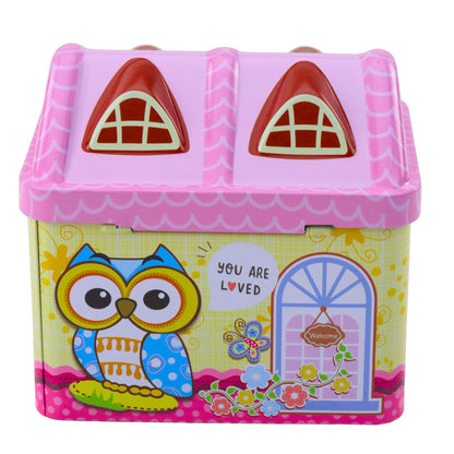 Mealheiro Coruja com Cadeado Rosa