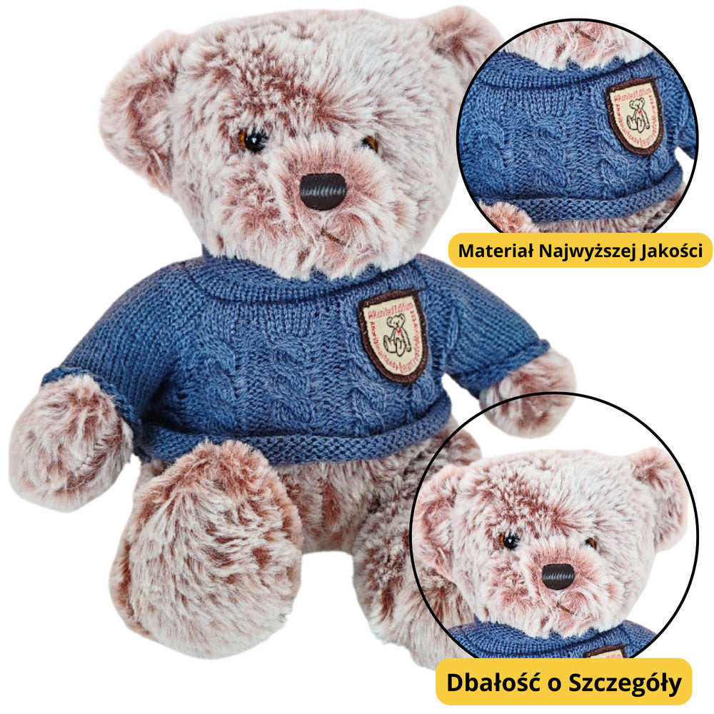 Peluche Urso com Camisola Azul Cinzento 21cm