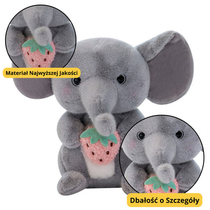 Peluche Elefante com Morango Cinzento 23cm