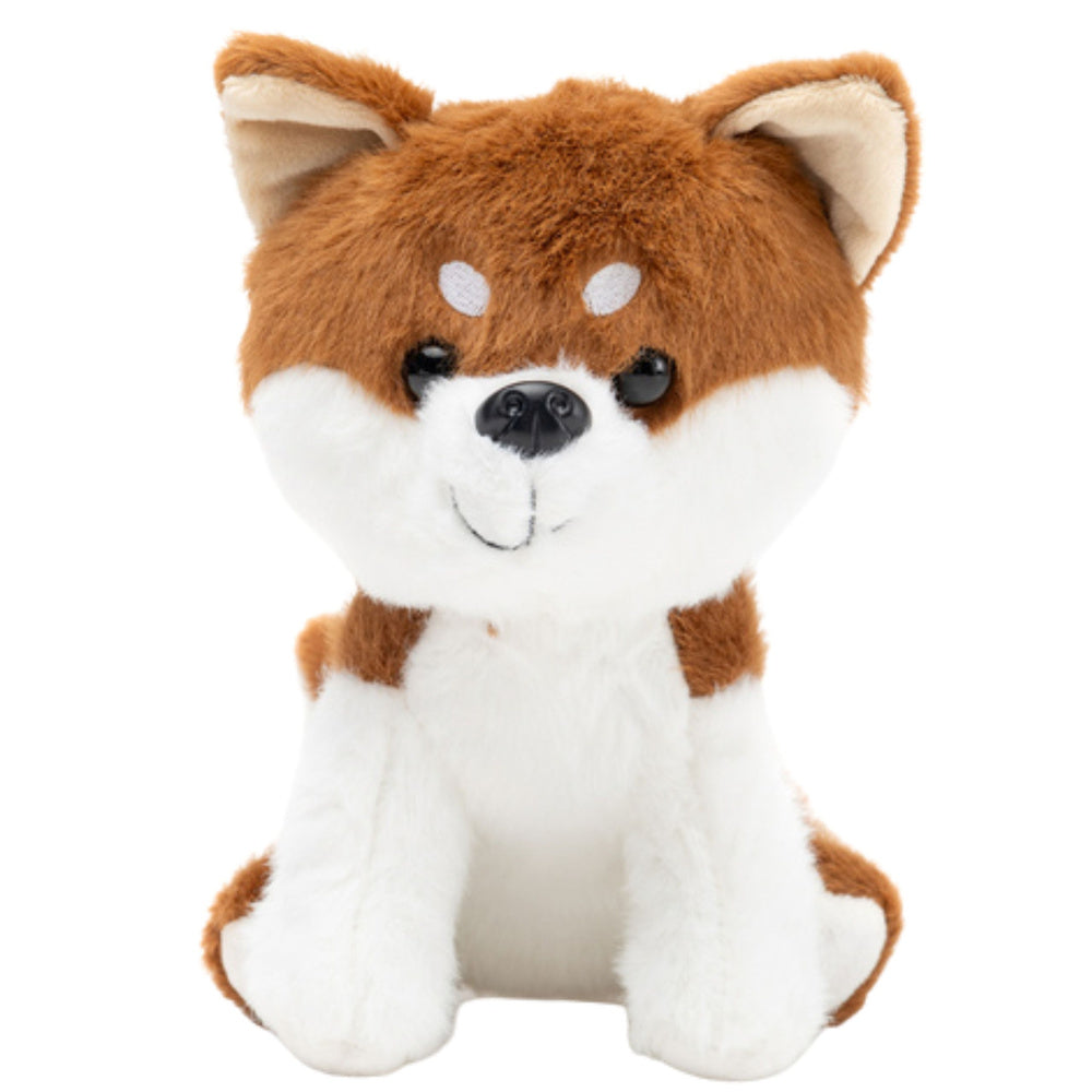 Peluche Cão Shiba Inu Branco Castanho 20cm