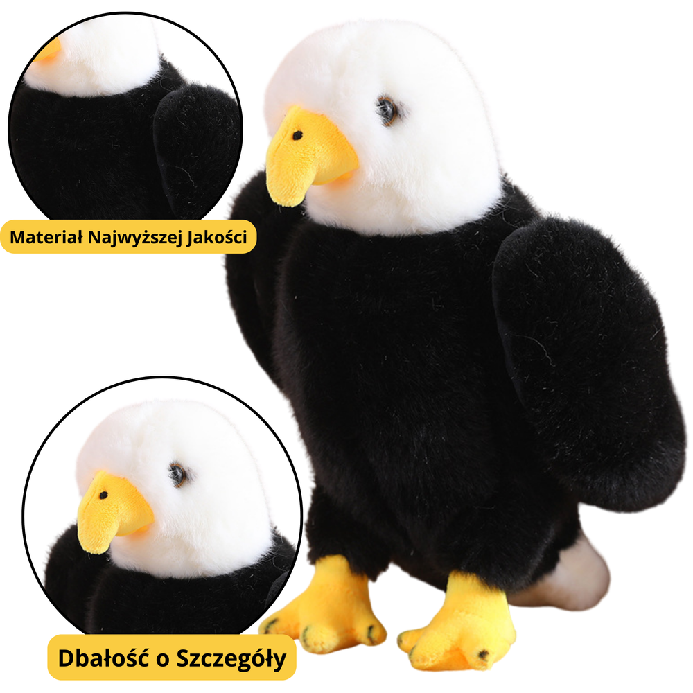 Peluche Águia Preto e Branco 25cm