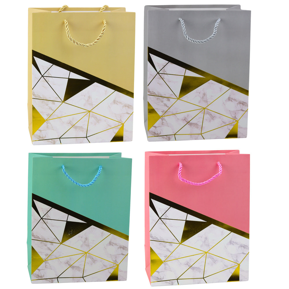 Saco de Presente Padrão Geométrico Mármore 23x18x10,5cm (1 unidade, sortido)