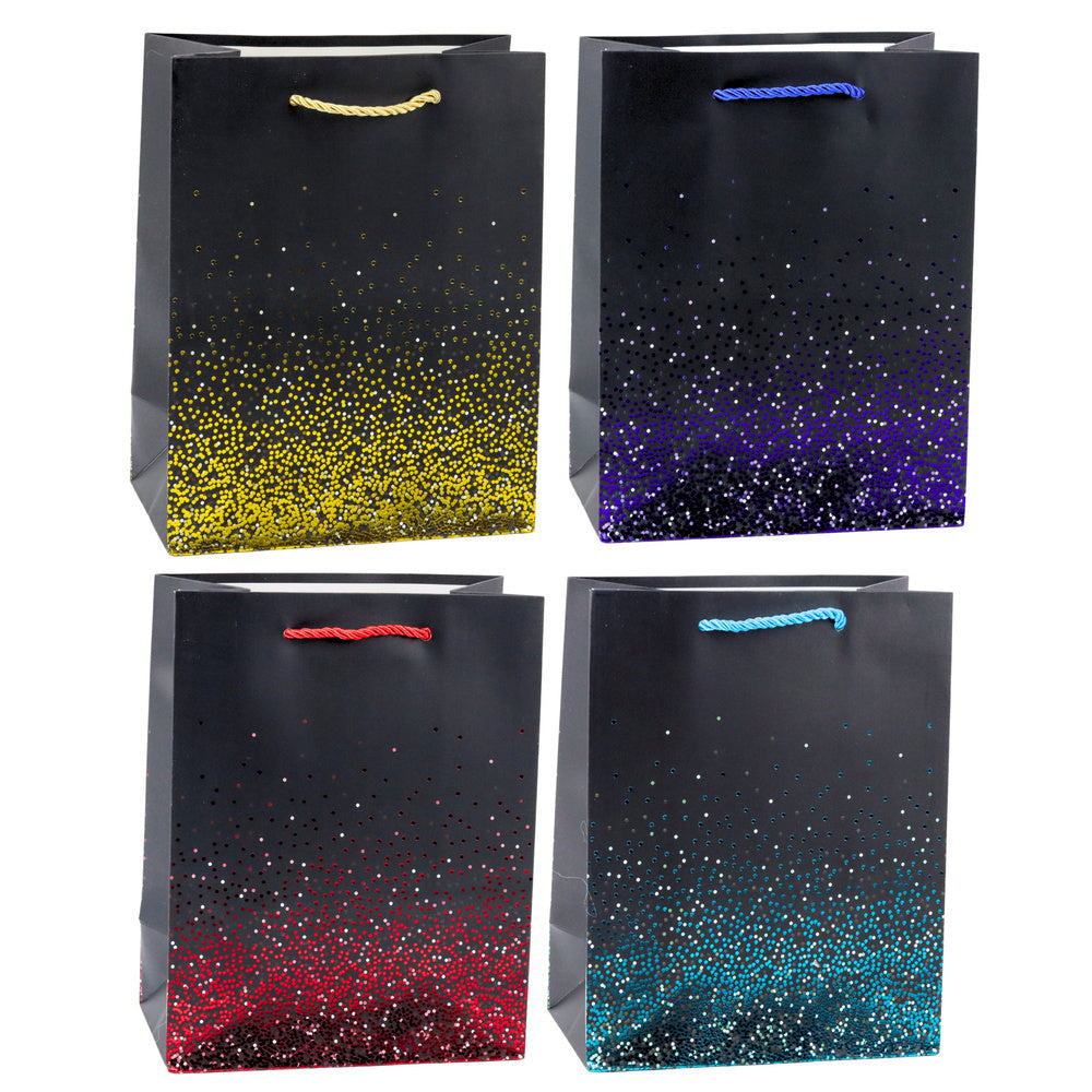 Saco de Presente Bolinhas Degradé com Glitter 23x18x10,5cm  (1 unidade, sortido)