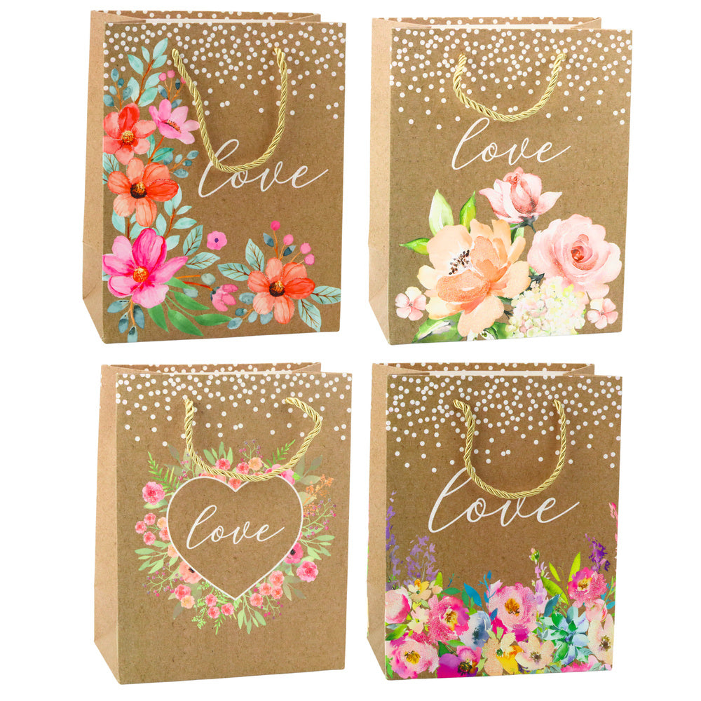 Saco de Presente Love Flores 23x18x10,5cm  (1 unidade, sortido)