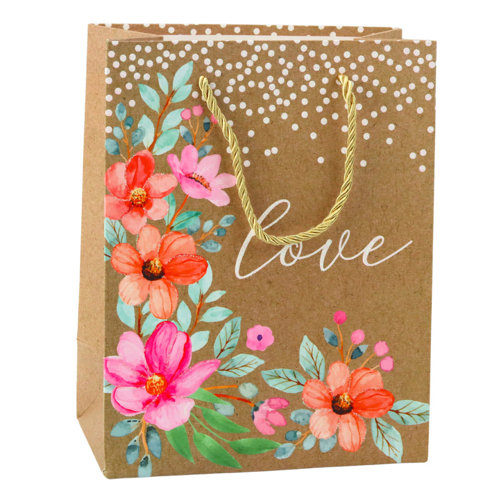 Saco de Presente Love Flores 23x18x10,5cm  (1 unidade, sortido)