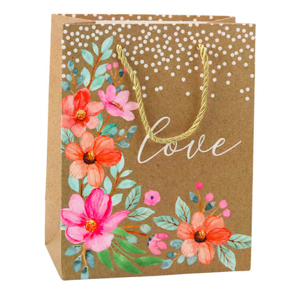 Saco de Presente Love Flores 23x18x10,5cm  (1 unidade, sortido)