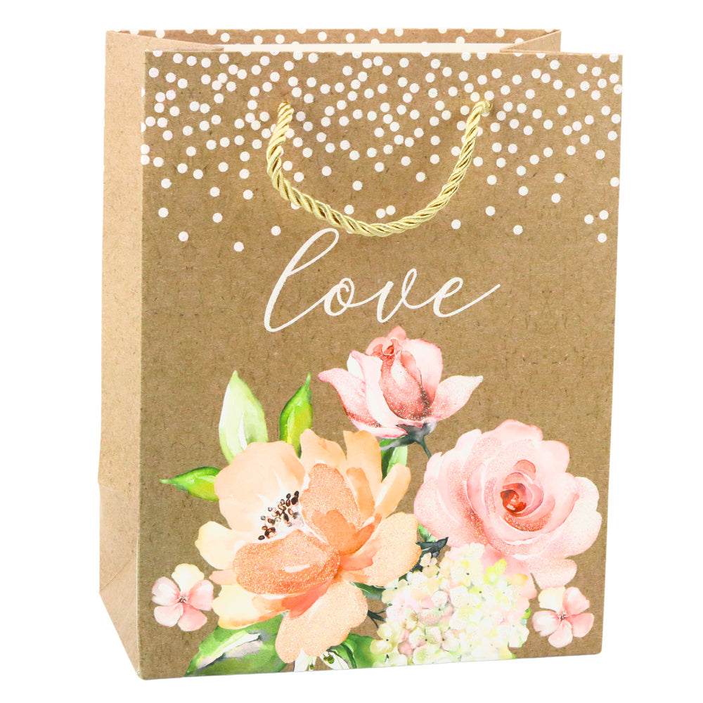 Saco de Presente Love Flores 23x18x10,5cm  (1 unidade, sortido)