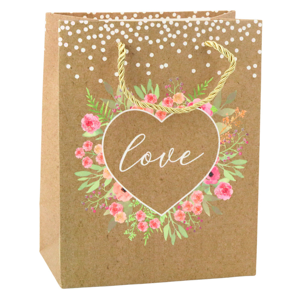 Saco de Presente Love Flores 23x18x10,5cm  (1 unidade, sortido)