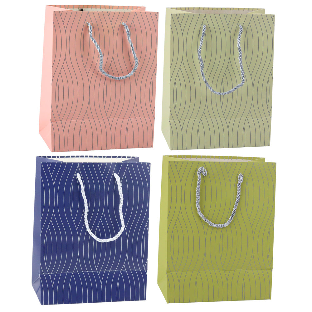 Saco de Presente Linhas Onduladas Prateadas 23x18x10,5cm  (1 unidade, sortido)