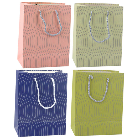 Saco de Presente Linhas Onduladas Prateadas 23x18x10,5cm  (1 unidade, sortido)
