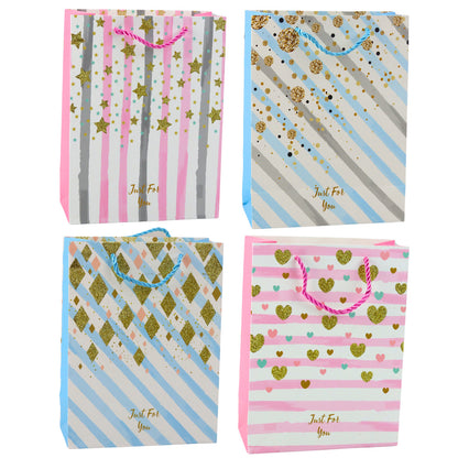 Saco de Presente Glitter Azul Rosa 23x18x10,5cm  (1 unidade, sortido)