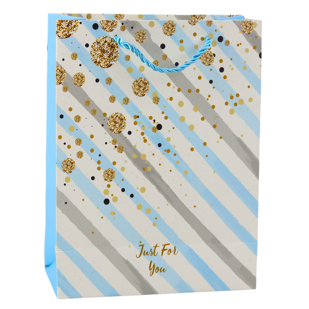 Saco de Presente Glitter Azul Rosa 23x18x10,5cm  (1 unidade, sortido)