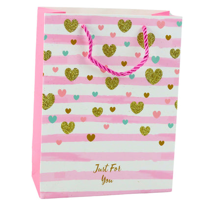 Saco de Presente Glitter Azul Rosa 23x18x10,5cm  (1 unidade, sortido)