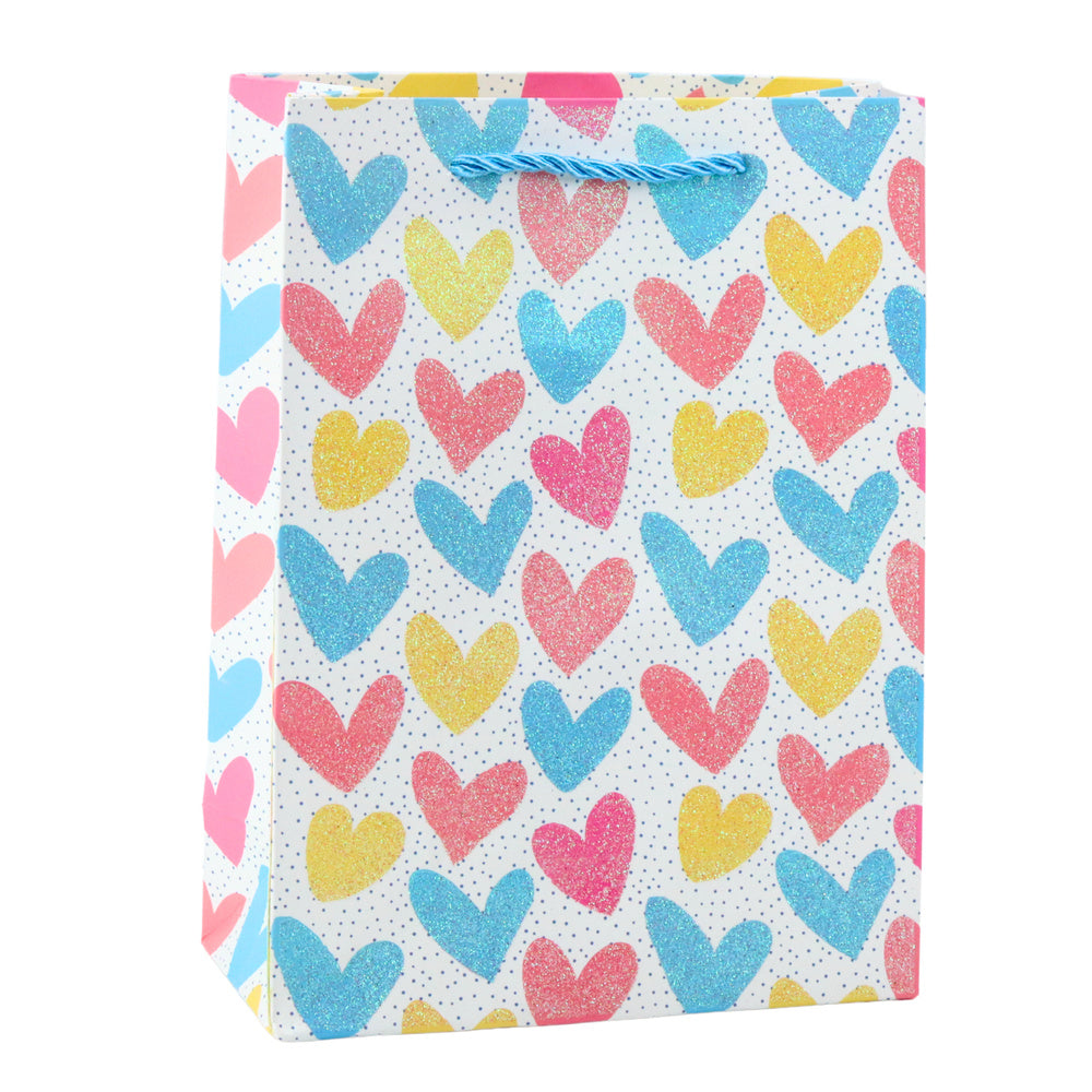 Saco de Presente Corações Estrelas e Riscas 23x18x10,5cm (1 unidade, sortido)