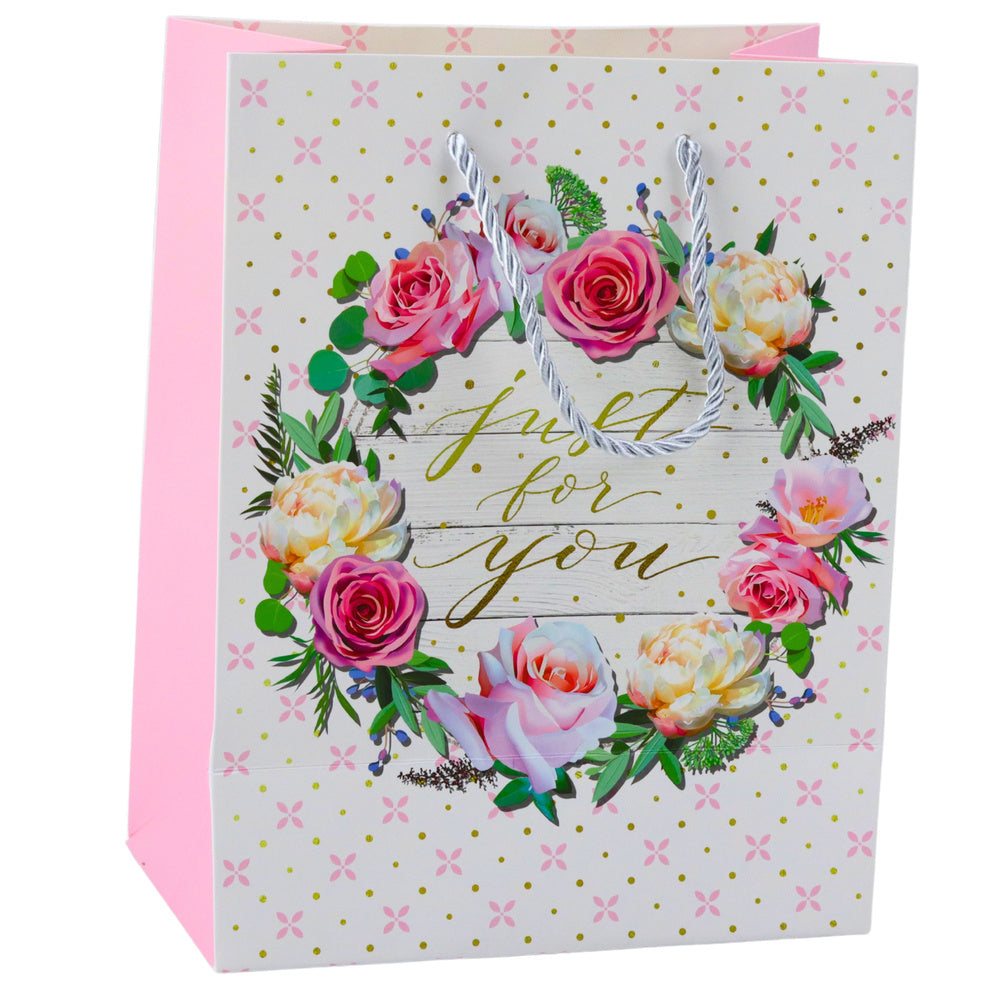 Saco de Presente Flores Best Wishes 23x18x10,5cm  (1 unidade, sortido)