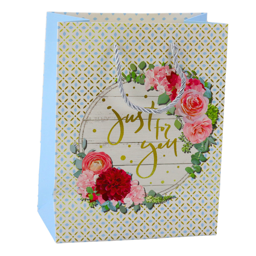 Saco de Presente Flores Best Wishes 23x18x10,5cm  (1 unidade, sortido)