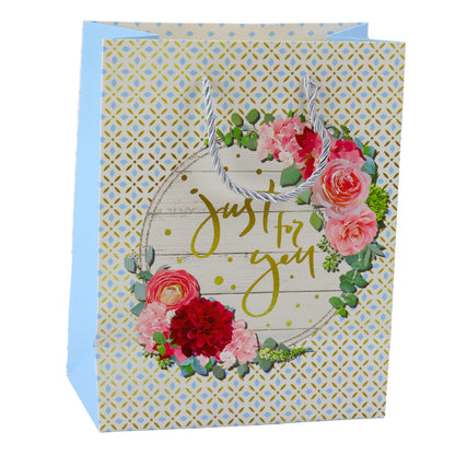 Saco de Presente Flores Best Wishes 23x18x10,5cm  (1 unidade, sortido)