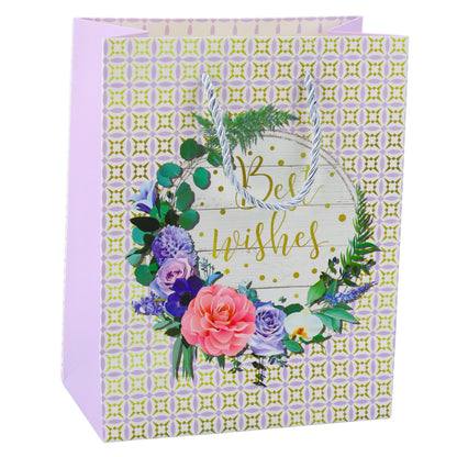 Saco de Presente Flores Best Wishes 23x18x10,5cm  (1 unidade, sortido)